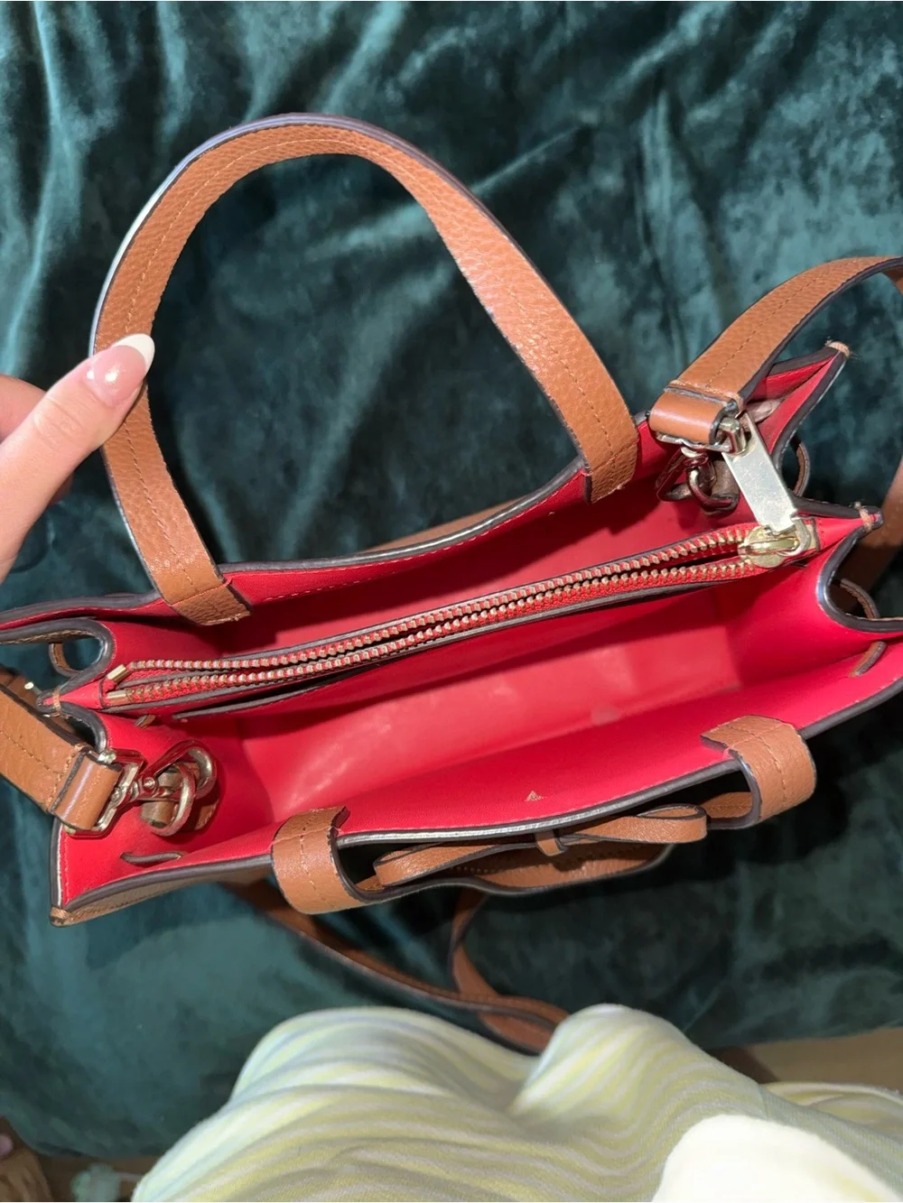 kate spade Pebbled Leather Tassel Tote in Cognac Brown